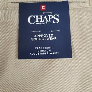 Chaps Boys 16 Flat Front Stretch Khaki Pant Approved Schoolwear Adjustable Waist